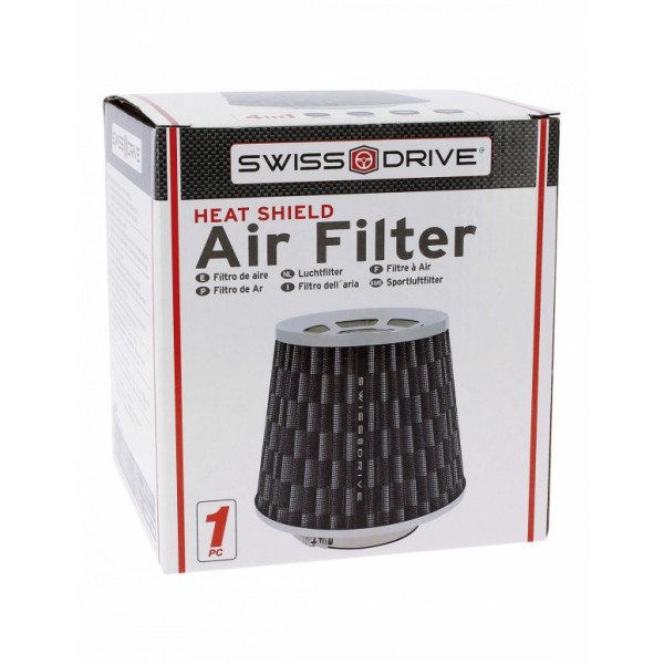 Filtro de Aire Universal para Coche Incluye 4 Adaptadores 60mm 65mm 70mm 77mm Color Negro